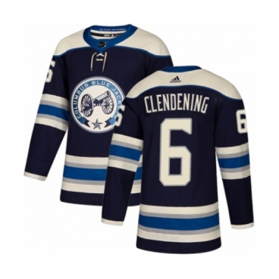 Men's Adidas Columbus Blue Jackets 6 Adam Clendening Premier Navy Blue Alternate NHL Jersey