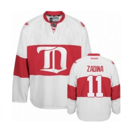 Men's Reebok Detroit Red Wings 11 Filip Zadina Premier White Third NHL Jersey