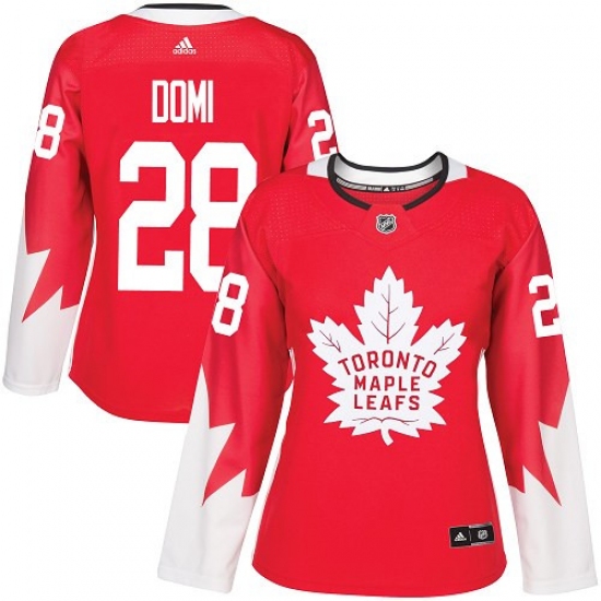 Women's Adidas Toronto Maple Leafs 28 Tie Domi Authentic Red Alternate NHL Jersey