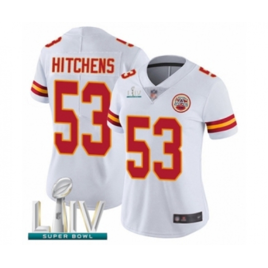Women's Kansas City Chiefs 53 Anthony Hitchens White Vapor Untouchable Limited Player Super Bowl LIV Bound Football Jersey