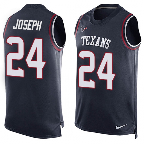 Men's Nike Houston Texans 24 Johnathan Joseph Limited Navy Blue Player Name & Number Tank Top NFL Jersey