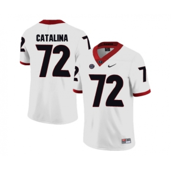 Georgia Bulldogs 72 Tyler Catalina White College Football Jersey