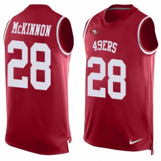 Men's Nike San Francisco 49ers 28 Jerick McKinnon Limited Red Player Name & Number Tank Top NFL Jersey