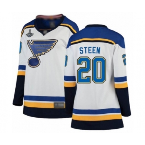 Women's St. Louis Blues 20 Alexander Steen Fanatics Branded White Away Breakaway 2019 Stanley Cup Champions Hockey Jersey