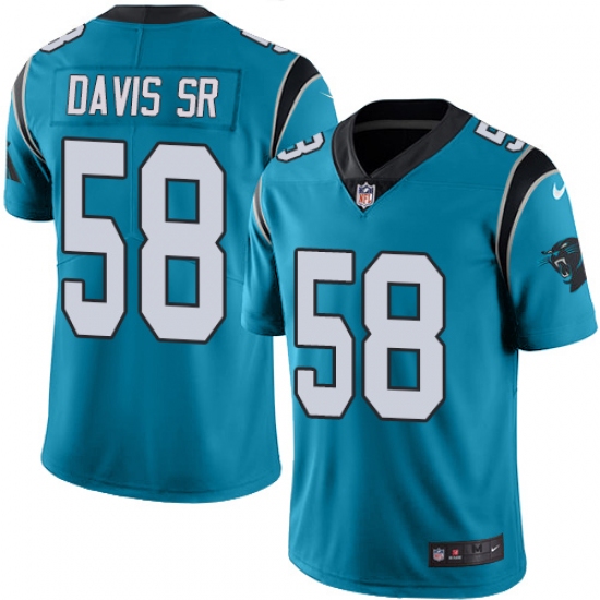 Men's Nike Carolina Panthers 58 Thomas Davis Blue Alternate Vapor Untouchable Limited Player NFL Jersey