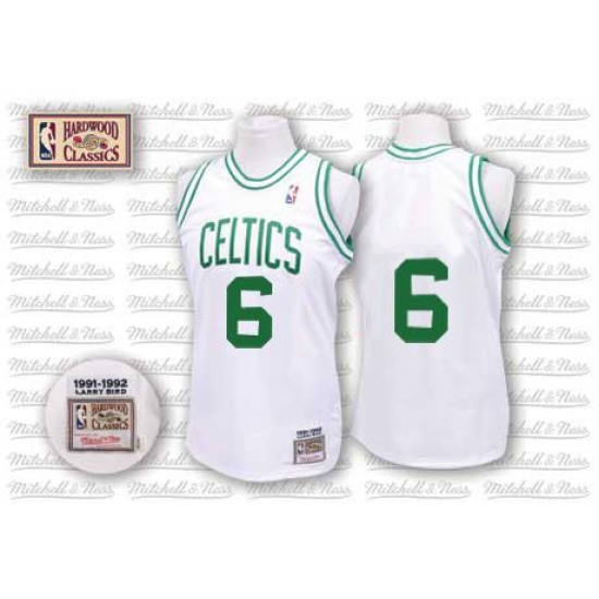 Men's Mitchell and Ness Boston Celtics 6 Bill Russell Authentic White Throwback NBA Jersey