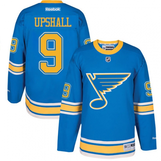 Men's Reebok St. Louis Blues 9 Scottie Upshall Premier Blue 2017 Winter Classic NHL Jersey