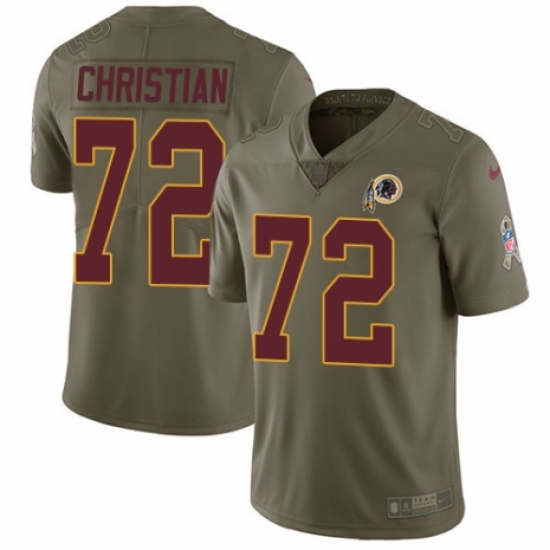 Men's Nike Washington Redskins 72 Geron Christian Limited Olive 2017 Salute to Service NFL Jersey