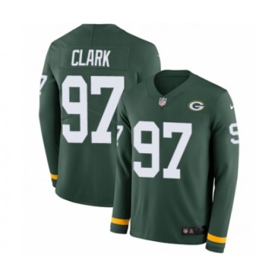 Youth Nike Green Bay Packers 97 Kenny Clark Limited Green Therma Long Sleeve NFL Jersey