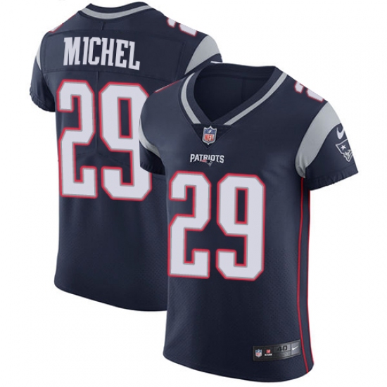 Men's Nike New England Patriots 29 Sony Michel Navy Blue Team Color Vapor Untouchable Elite Player NFL Jersey