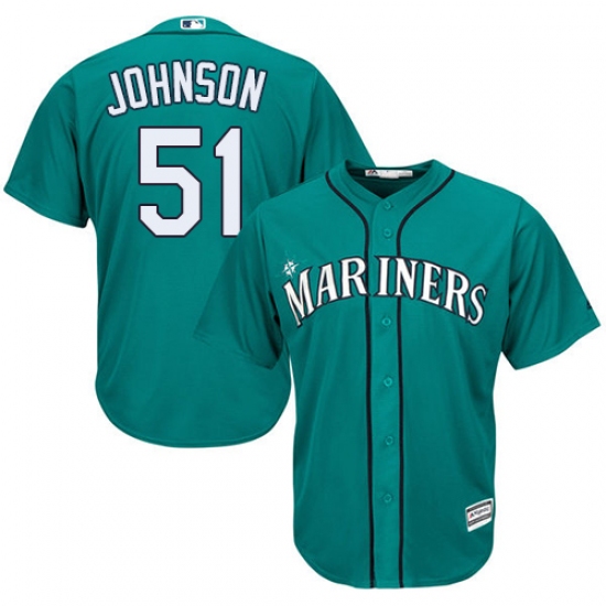 Men's Majestic Seattle Mariners 51 Randy Johnson Replica Teal Green Alternate Cool Base MLB Jersey