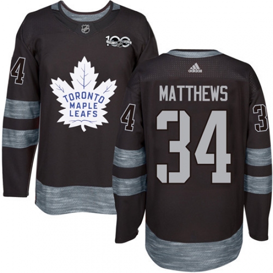 Men's Adidas Toronto Maple Leafs 34 Auston Matthews Authentic Black 1917-2017 100th Anniversary NHL Jersey