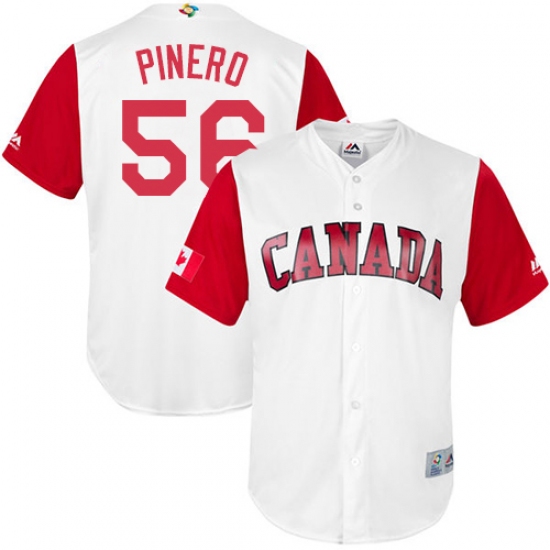 Men's Canada Baseball Majestic 56 Daniel Pinero White 2017 World Baseball Classic Replica Team Jersey