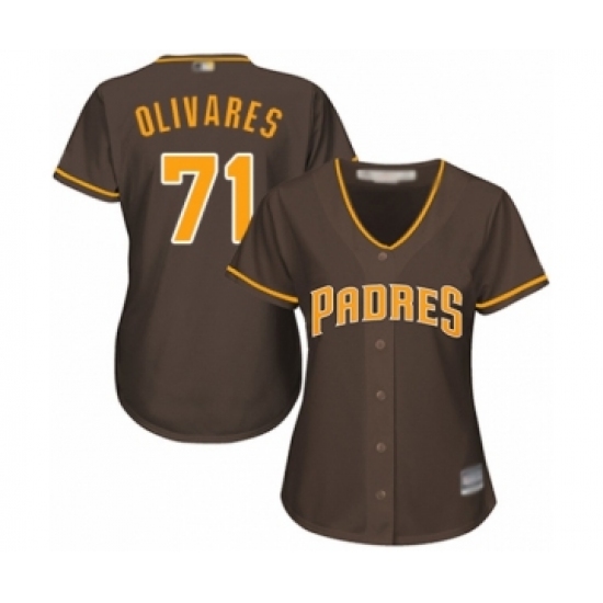 Women's San Diego Padres 71 Edward Olivares Authentic Brown Alternate Cool Base Baseball Player Jersey