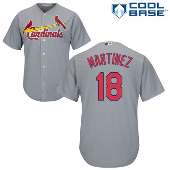 Youth Majestic St. Louis Cardinals 18 Carlos Martinez Authentic Grey Road Cool Base MLB Jersey