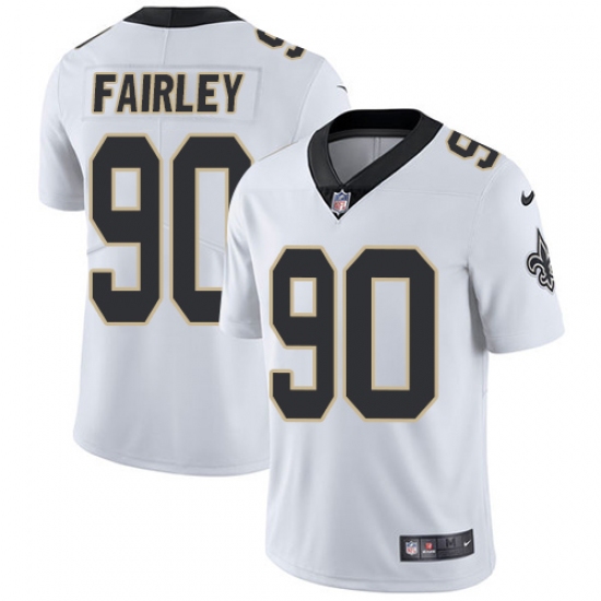 Men's Nike New Orleans Saints 90 Nick Fairley White Vapor Untouchable Limited Player NFL Jersey