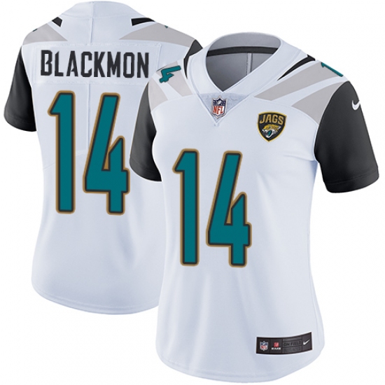 Women's Nike Jacksonville Jaguars 14 Justin Blackmon White Vapor Untouchable Limited Player NFL Jersey