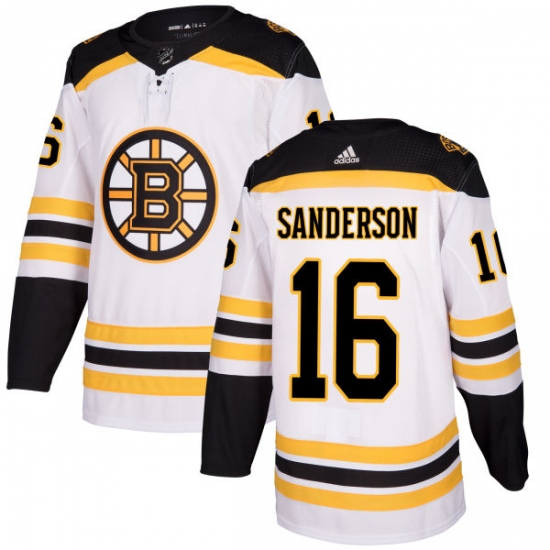 Men's Adidas Boston Bruins 16 Derek Sanderson Authentic White Away NHL Jersey