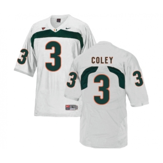 Miami Hurricanes 3 Stacy Coley White College Football Jersey