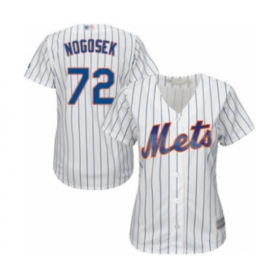 Women's New York Mets 72 Stephen Nogosek Authentic White Home Cool Base Baseball Player Jersey