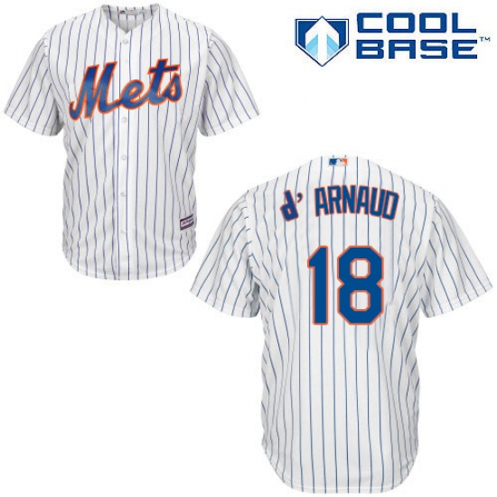 Men's Majestic New York Mets 18 Travis d'Arnaud Replica White Home Cool Base MLB Jersey