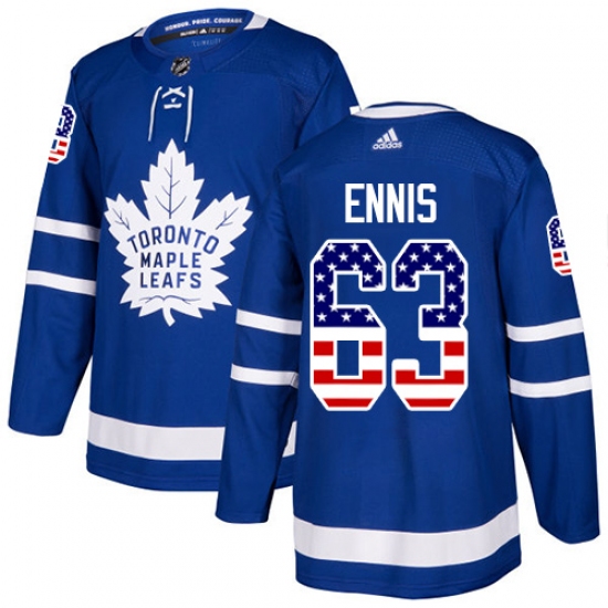 Men's Adidas Toronto Maple Leafs 63 Tyler Ennis Authentic Royal Blue USA Flag Fashion NHL Jersey