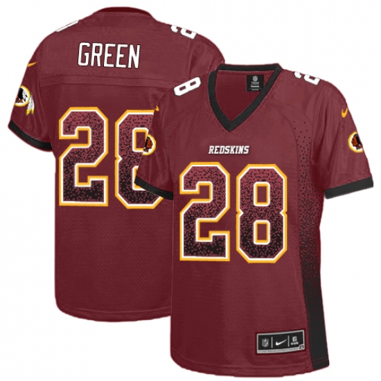 Women's Nike Washington Redskins 28 Darrell Green Elite Burgundy Red Drift Fashion NFL Jersey