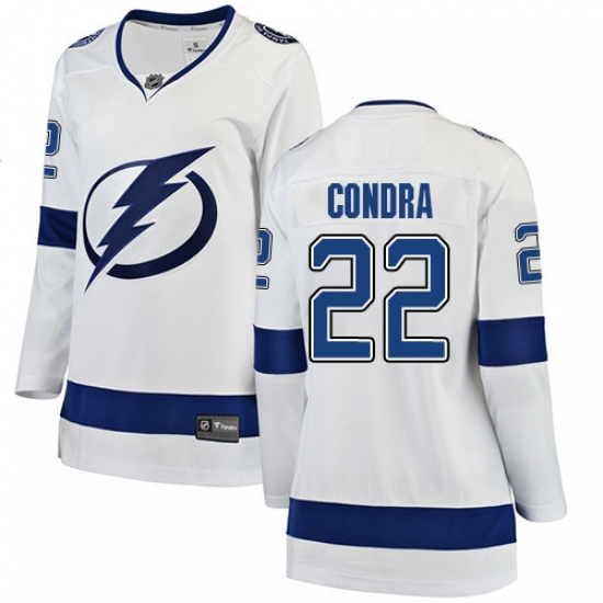 Women's Tampa Bay Lightning 22 Erik Condra Fanatics Branded White Away Breakaway NHL Jersey