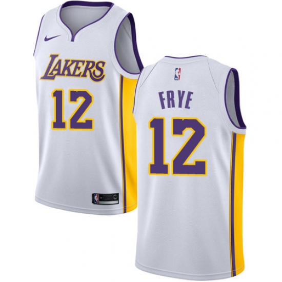 Men's Nike Los Angeles Lakers 12 Channing Frye Authentic White NBA Jersey - Association Edition