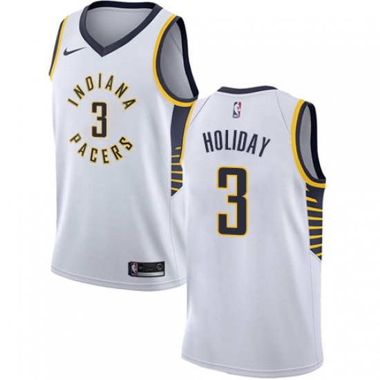 Men's Nike Indiana Pacers 3 Aaron Holiday Swingman White NBA Jersey - Association Edition