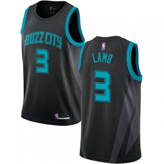 Women's Nike Jordan Charlotte Hornets 3 Jeremy Lamb Swingman Black NBA Jersey - 2018 19 City Edition