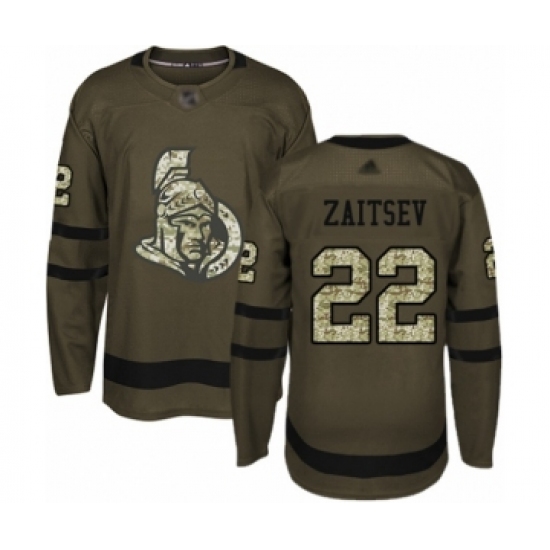 Youth Ottawa Senators 22 Nikita Zaitsev Authentic Green Salute to Service Hockey Jersey