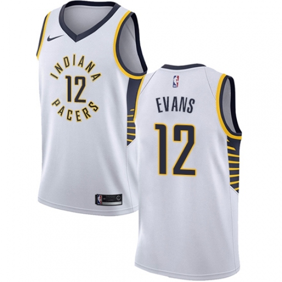 Men's Nike Indiana Pacers 12 Tyreke Evans Swingman White NBA Jersey - Association Edition