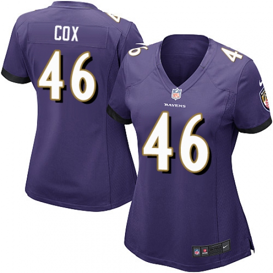 Women's Nike Baltimore Ravens 46 Morgan Cox Game Purple Team Color NFL Jersey