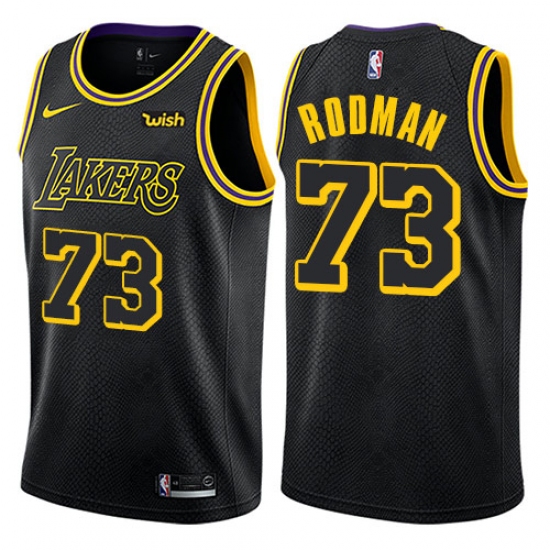 Women's Nike Los Angeles Lakers 73 Dennis Rodman Swingman Black NBA Jersey - City Edition