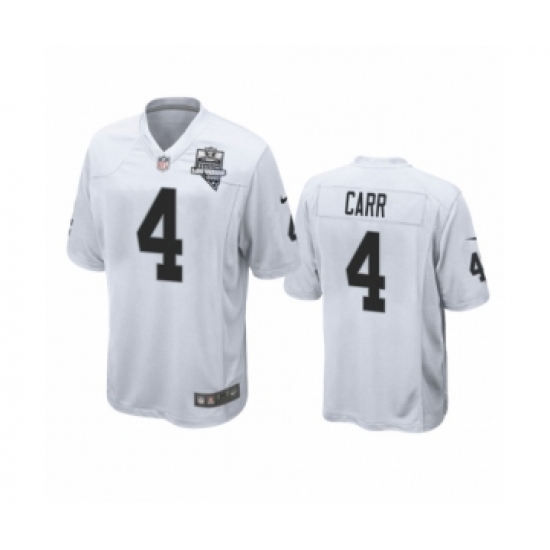 Men's Oakland Raiders 4 Derek Carr White 2020 Inaugural Season Game Jersey