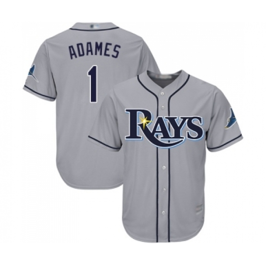 Youth Tampa Bay Rays 1 Willy Adames Replica Grey Road Cool Base Baseball Jersey