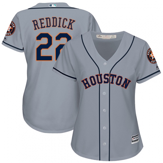 Women's Majestic Houston Astros 22 Josh Reddick Authentic Grey Road Cool Base MLB Jersey