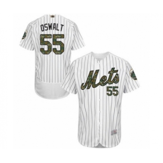 Men's New York Mets 55 Corey Oswalt Authentic White 2016 Memorial Day Fashion Flex Base Baseball Player Jersey