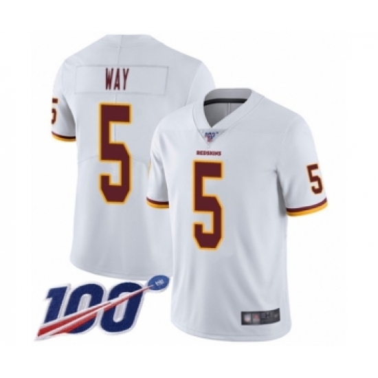 Men's Washington Redskins 5 Tress Way White Vapor Untouchable Limited Player 100th Season Football Jersey