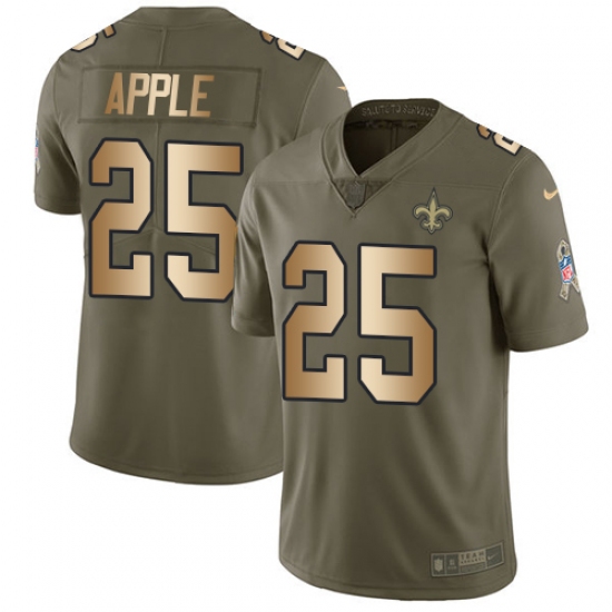 Men's Nike New Orleans Saints 25 Eli Apple Limited Olive Gold 2017 Salute to Service NFL Jersey