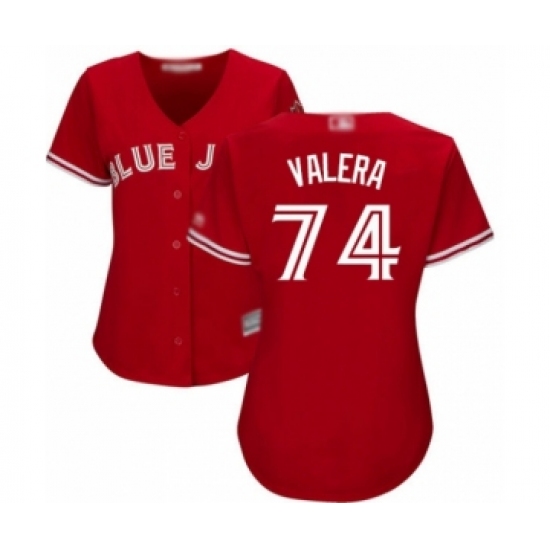 Women's Toronto Blue Jays 74 Breyvic Valera Authentic Scarlet Alternate Baseball Player Jersey