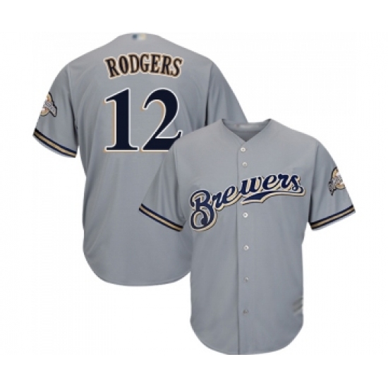 Youth Milwaukee Brewers 12 Aaron Rodgers Replica Grey Road Cool Base Baseball Jersey