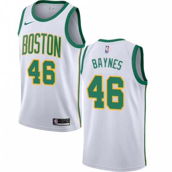 Men's Nike Boston Celtics 46 Aron Baynes Swingman White NBA Jersey - City Edition