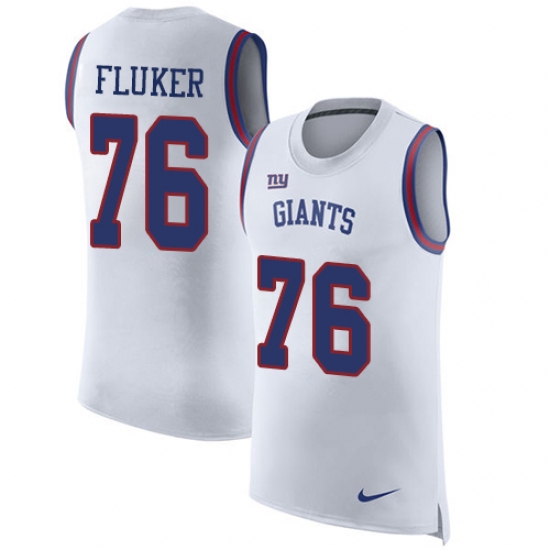 Men's Nike New York Giants 76 D.J. Fluker Limited White Rush Player Name & Number Tank Top NFL Jersey