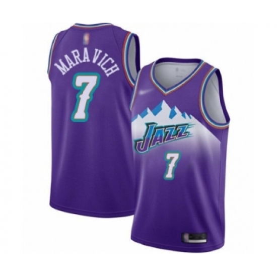 Women's Utah Jazz 7 Pete Maravich Swingman Purple Hardwood Classics Basketball Jersey