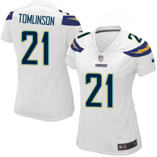 Women's Nike Los Angeles Chargers 21 LaDainian Tomlinson Game White NFL Jersey