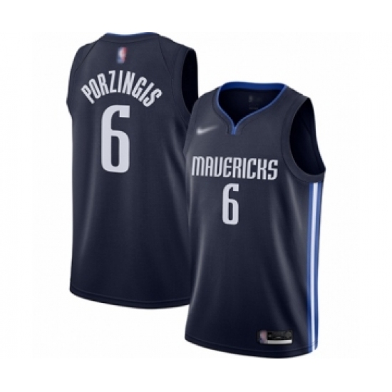 Women's Dallas Mavericks 6 Kristaps Porzingis Swingman Navy Finished Basketball Jersey - Statement Edition