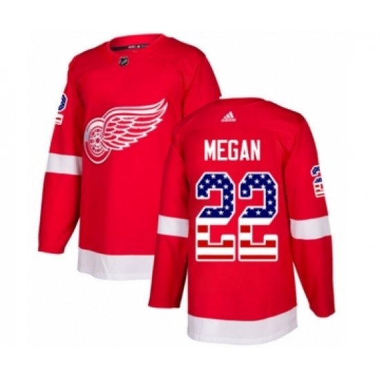 Men's Adidas Detroit Red Wings 22 Wade Megan Authentic Red USA Flag Fashion NHL Jersey