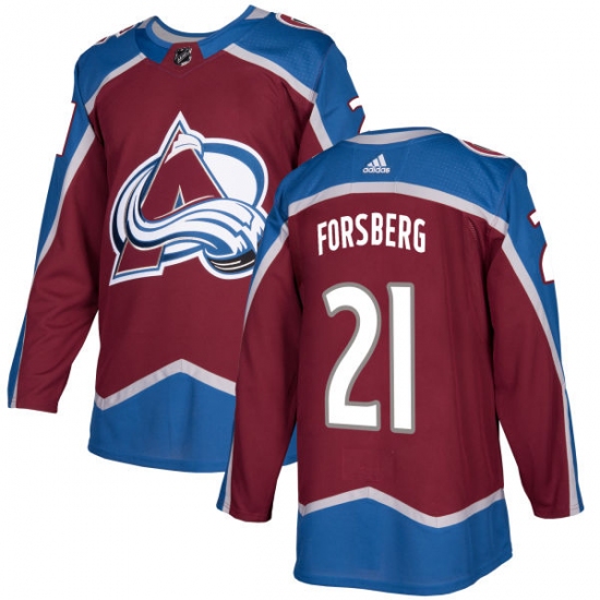 Men's Adidas Colorado Avalanche 21 Peter Forsberg Authentic Burgundy Red Home NHL Jersey